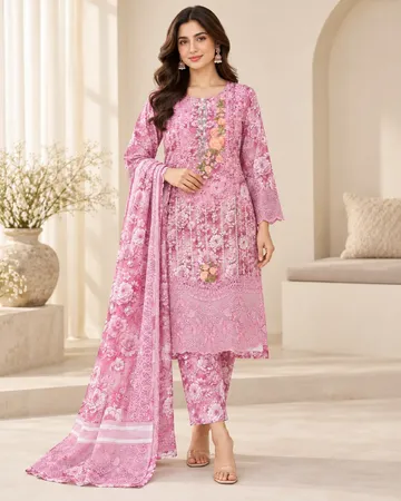 Floral Embroidered 3-Piece Stitched Suit