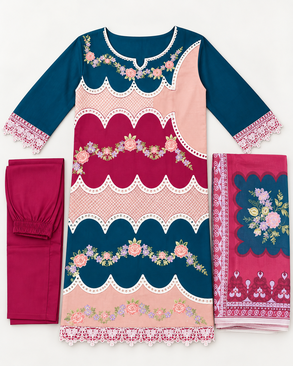 Teal Peach Magenta