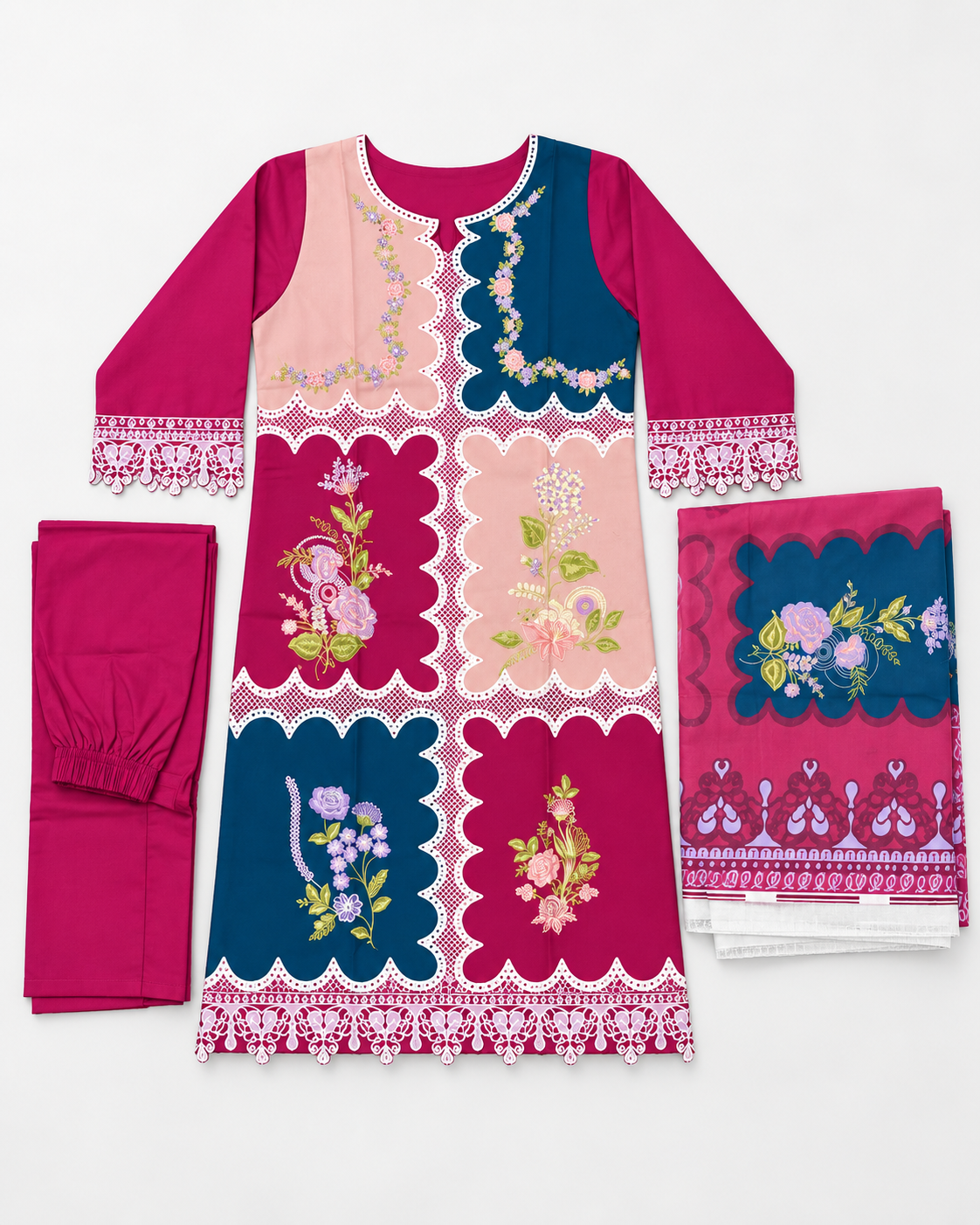 Magenta Floral Patchwork