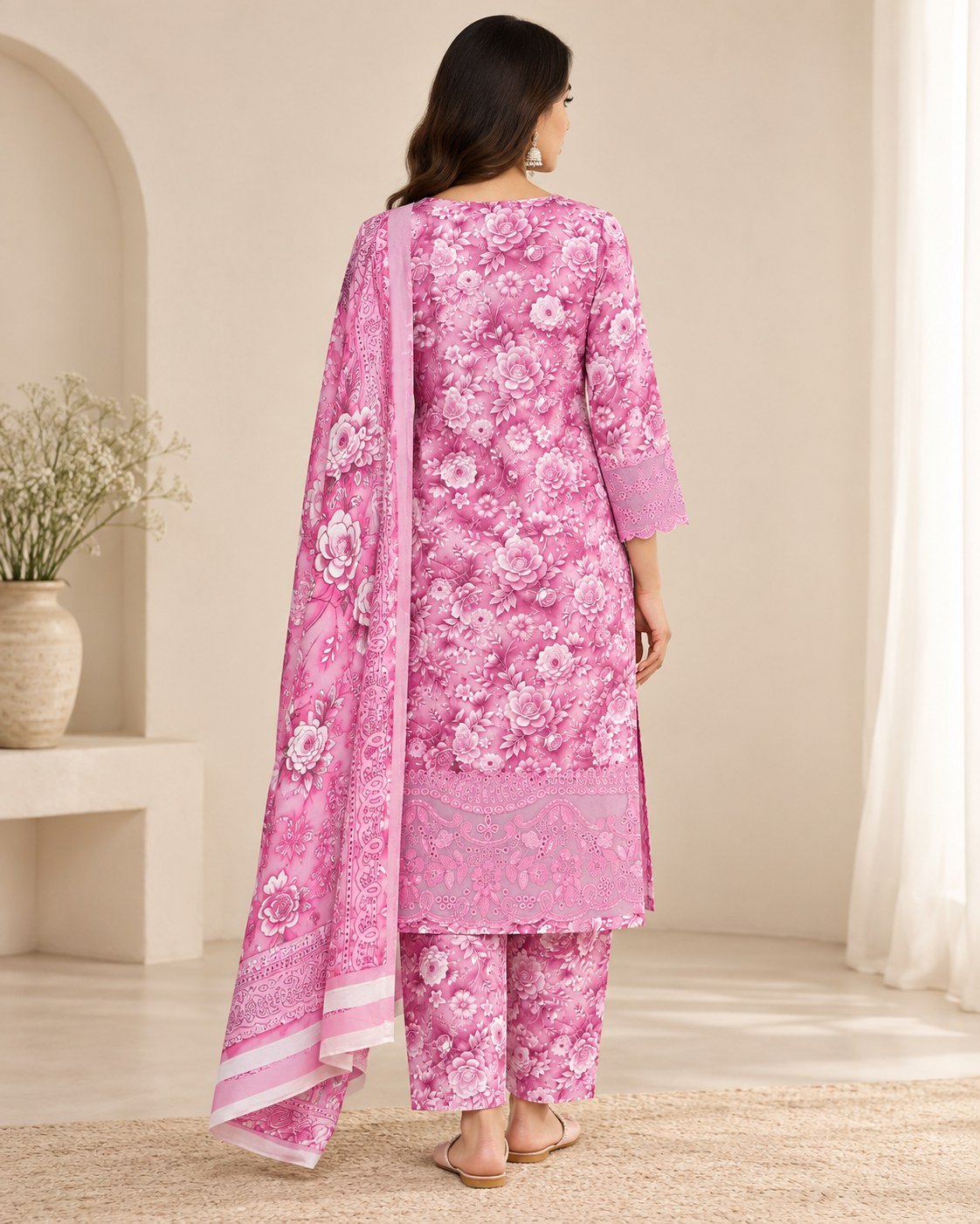 Floral Embroidered 3-Piece Stitched Suit