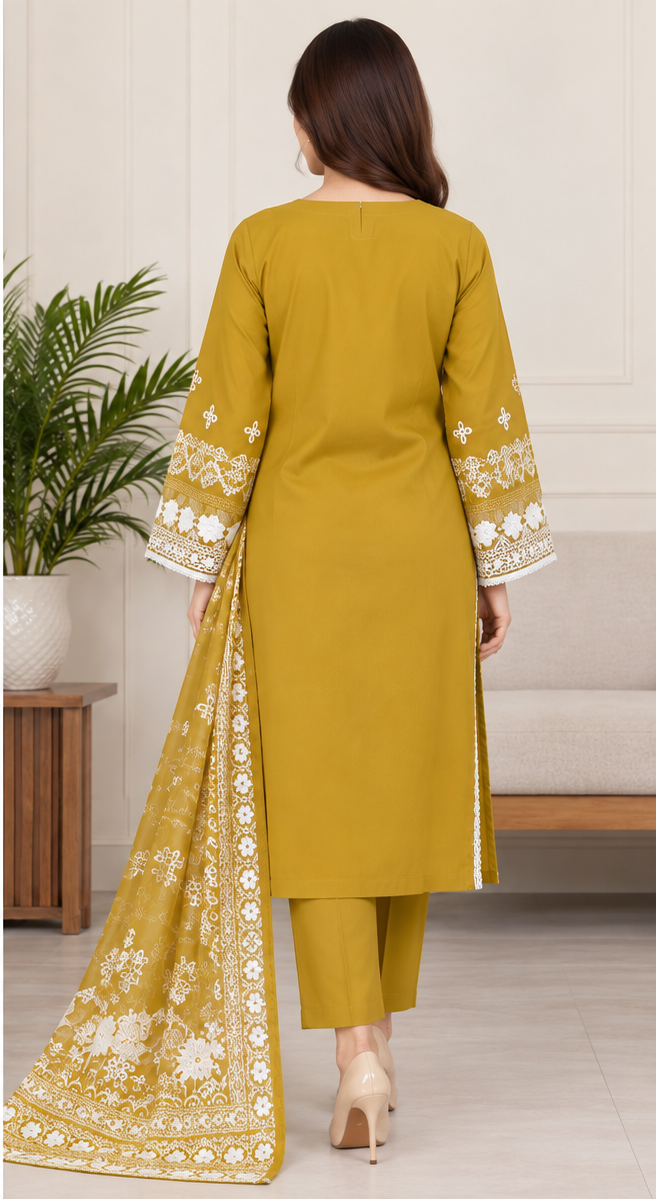 Ladies Embroidered 3 Piece Suit with Dupatta