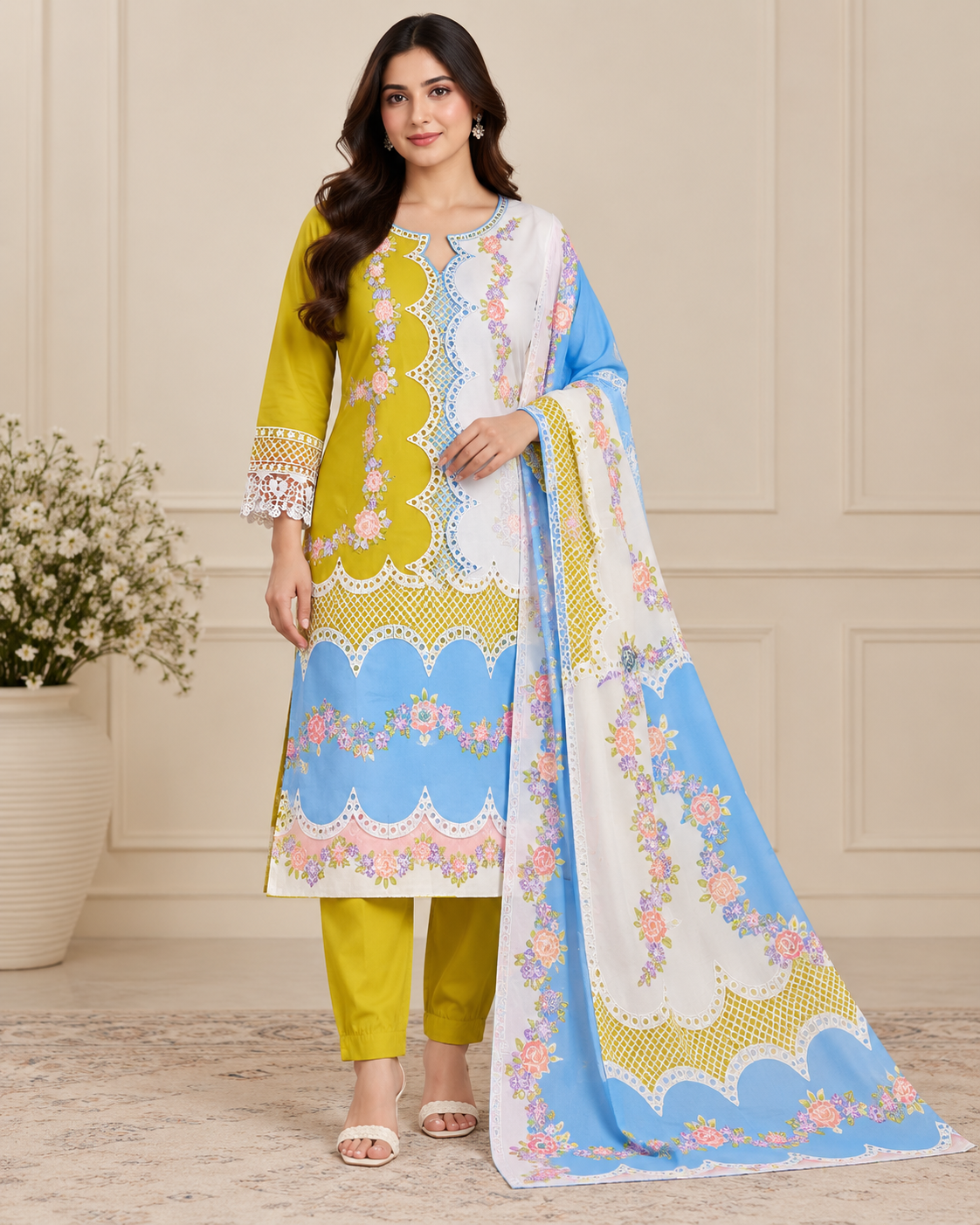 Mustard White Sky Blue